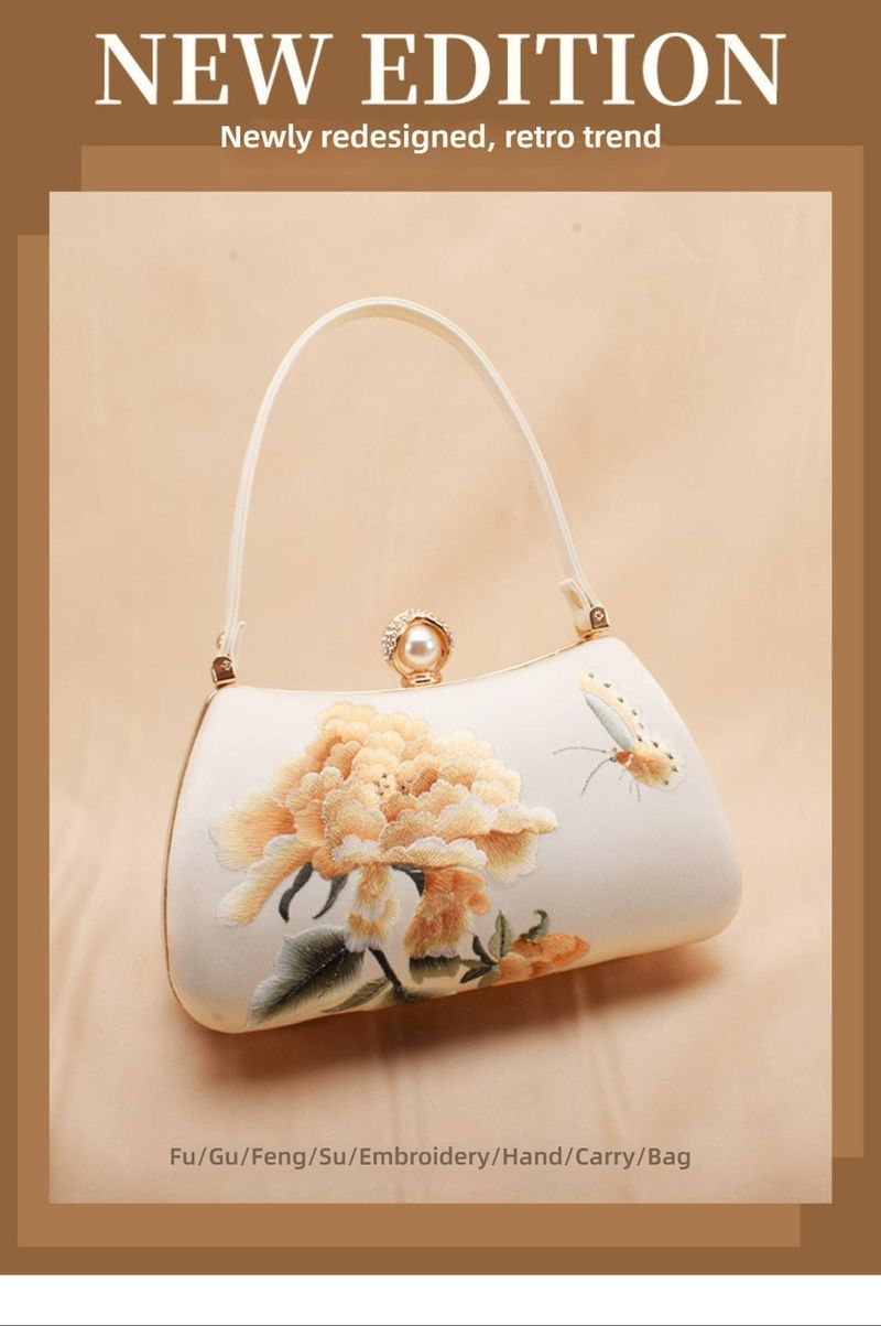 Pochette de soirée brodée Su exquise – Sac à perles florales fait main, élégant design oriental pour qipao et robes de cérémonie_voghion.com