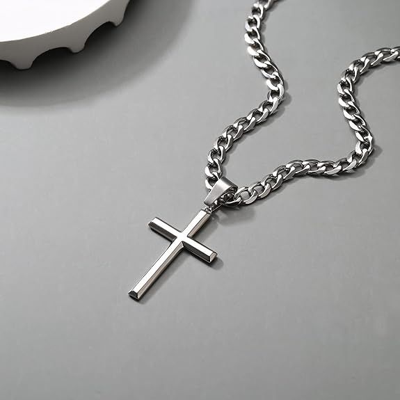 Nuova collana con ciondolo a croce in acciaio inossidabile Hip-Hop per uomo, semplice e classica, gioiello di personalità_voghion.com