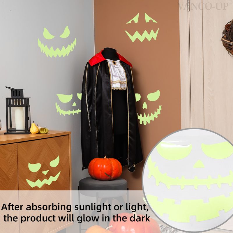 Im Dunkeln leuchtende Halloween-Wandaufkleber – 3 gruselige Aufkleber für Zuhause, Partys und Büro (30 x 20 cm, PVC, fluoreszierend)_voghion.com