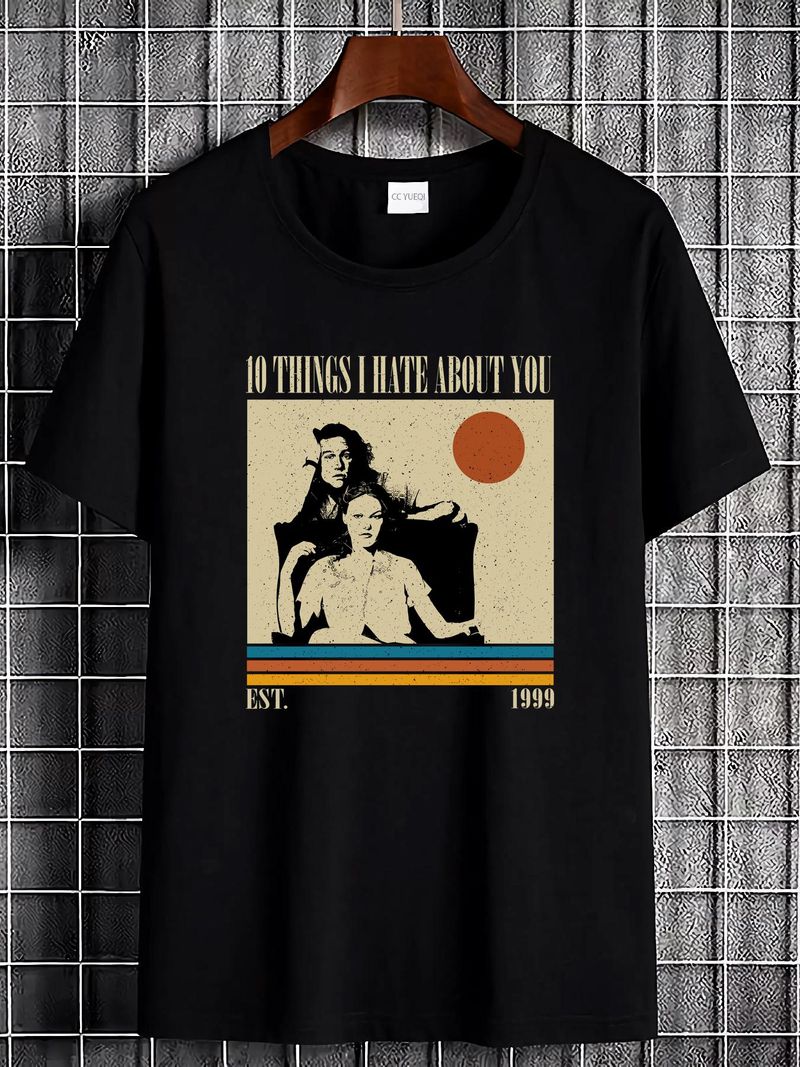 Camiseta 10 cosas que odio de ti, película vintage de mediados de siglo, minimalista, suave, cómoda, a la moda, gráfica, versátil, de diseñador, ropa urbana._voghion.com