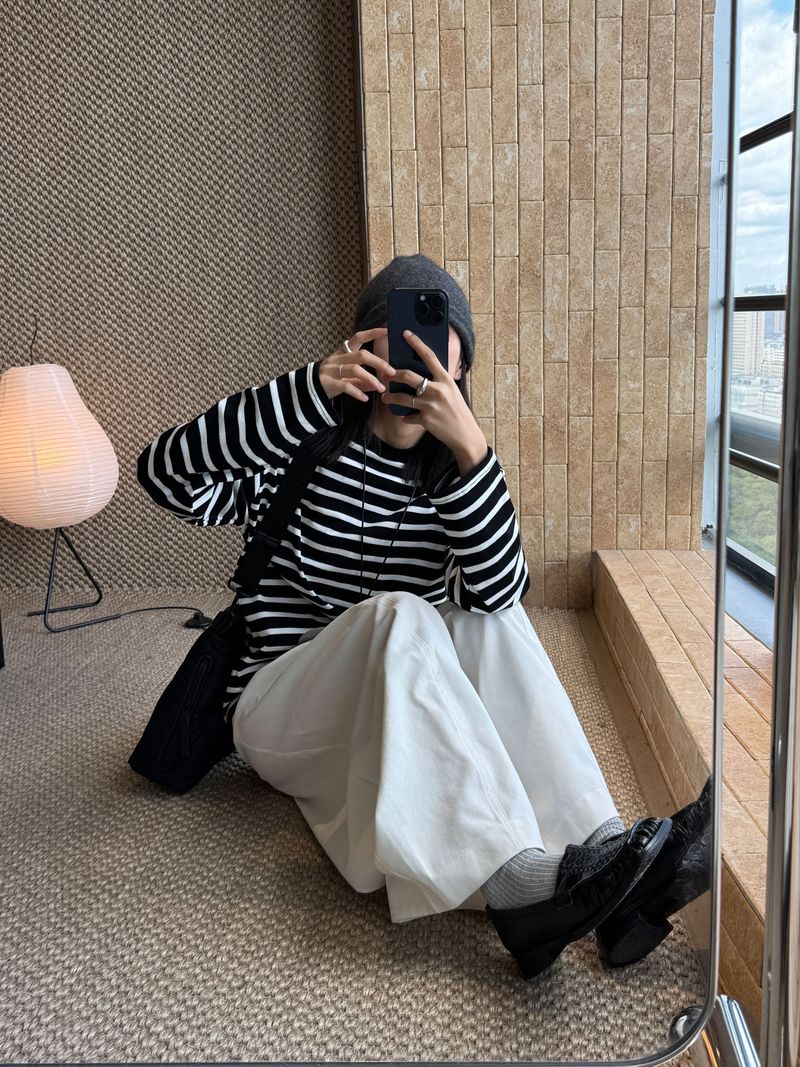 Autumn New Korean Style Fashionable Lazy Round Neck Wide Thick Striped Long Sleeve T-Shirt Comfortable Casual Top For_voghion.com