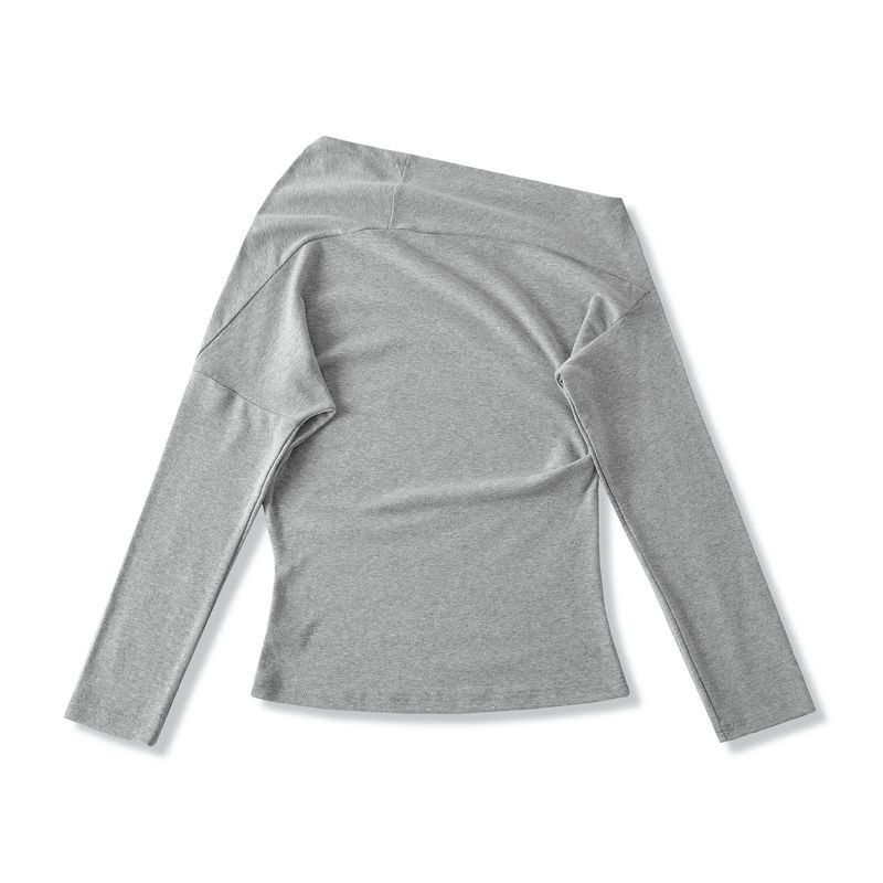 AP25521-25 Summer New Style Hot Girl Sexy Off-Shoulder One-Shoulder Long Sleeve Base Shirt T-Shirt_voghion.com