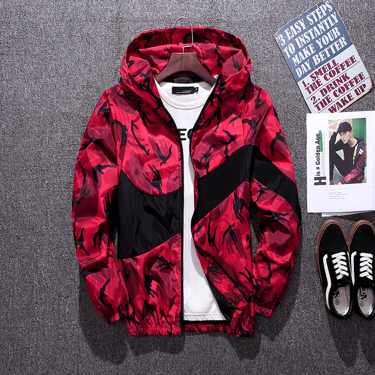 Neue lässige große Kapuzen-koreanische Mode-Blumen-Tarnjacke für Herren im Frühjahr und Herbst_voghion.com