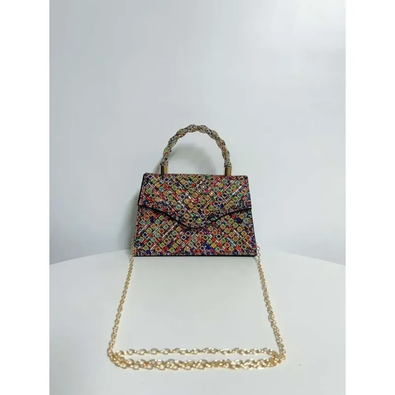 Borsa a mano con tracolla versatile da donna, di lusso, per feste e serate, con strass, di nuova concezione e design di nicchia._voghion.com