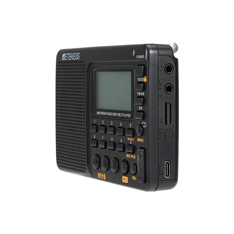 Retekess V115 SW Portable Radios AM FM Rechargeable Shortwave Radio Battery Powered Full Waves USB Recorder For Gift_voghion.com