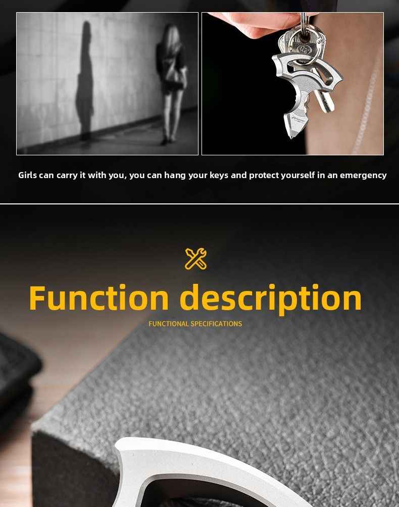 Outdoor Titanium Alloy Single Finger Tiger Camping EDC Self-Defense Black Gold Head Window Breaking Tool_voghion.com