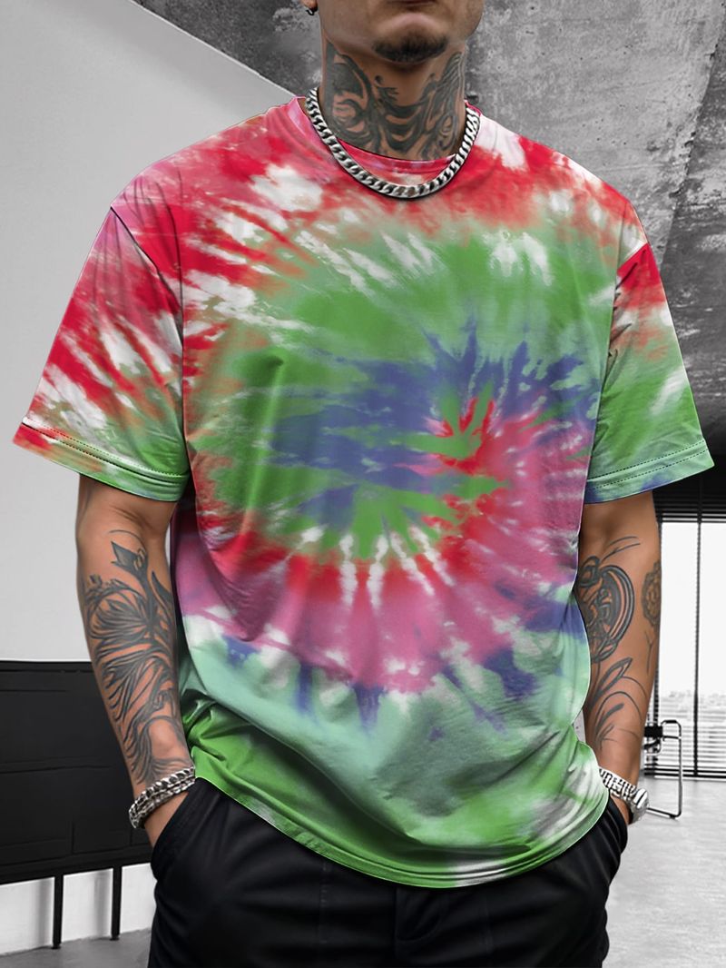 Sommer Neue Herren Tie Dye Graffiti Hip-Hop Mode Lässig Atmungsaktiv Vielseitig Bequem Hübsches Kurzarmhemd_voghion.com