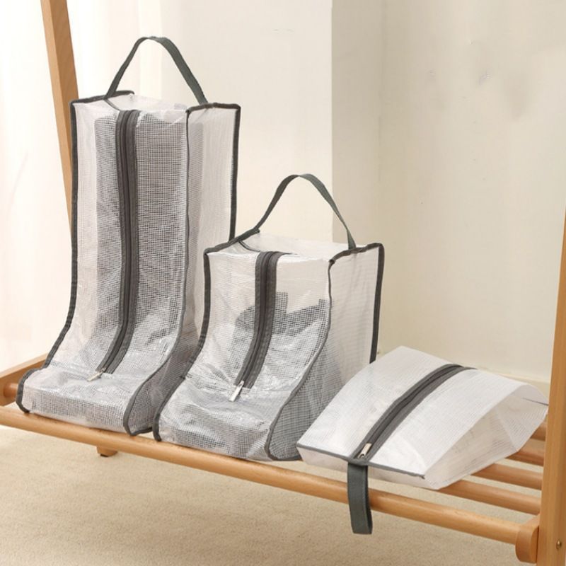 Boot Storage Bags For Travel - Clear Dustproof Shoe Protector (Fits Knee-High & Ankle Boots Zippered Closure Breathable Fabric Packable Design)_voghion.com
