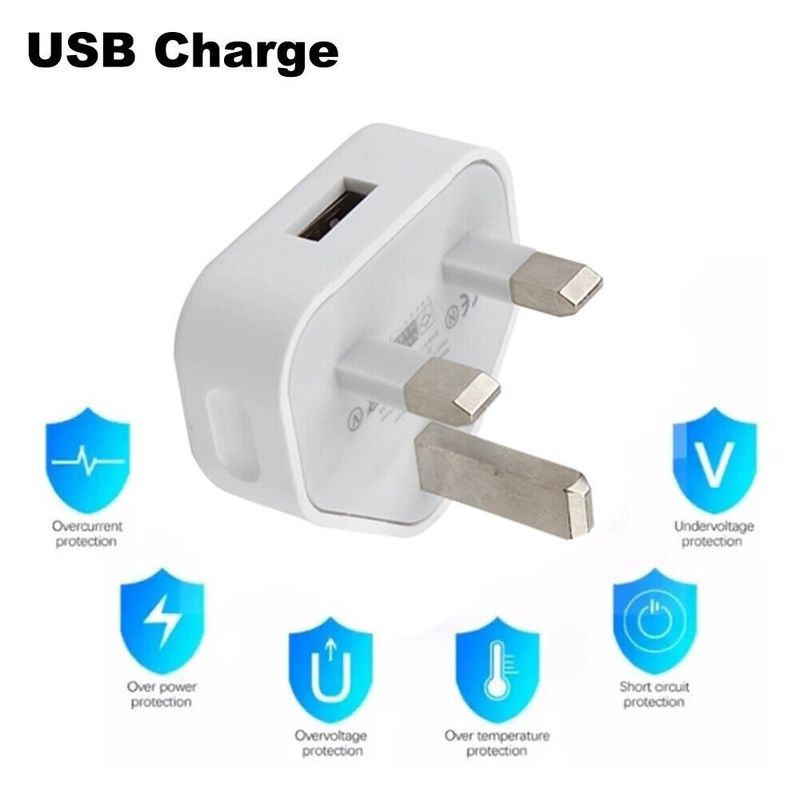 6er-Pack USB-Wandladegerät, 3-poliger Stecker, Netzadapter für Telefone, Tablets, Power UK_voghion.com
