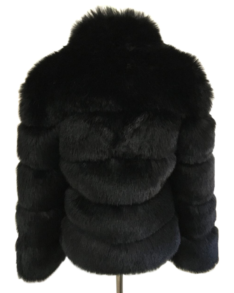 Frauen Herbst und Winter neue Nachahmung Fuchspelz Schlankheits-Stehkragen Spleißen Kunstpelzjacke für Frauen_voghion.com