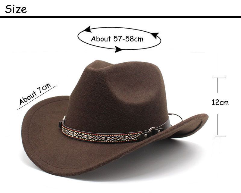 Unisex Woolen top hat Western cowboy Western cowboy hat autumn and winter woolen_voghion.com