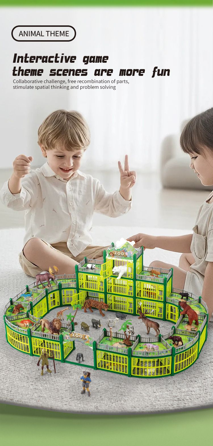 Mother & Kids DIY Dinosaur Park Playset With Realistic Animal Figures & Battle Arena – Educational STEM Toy For Kids Ages 4-6, Creative Building Fun_voghion.com