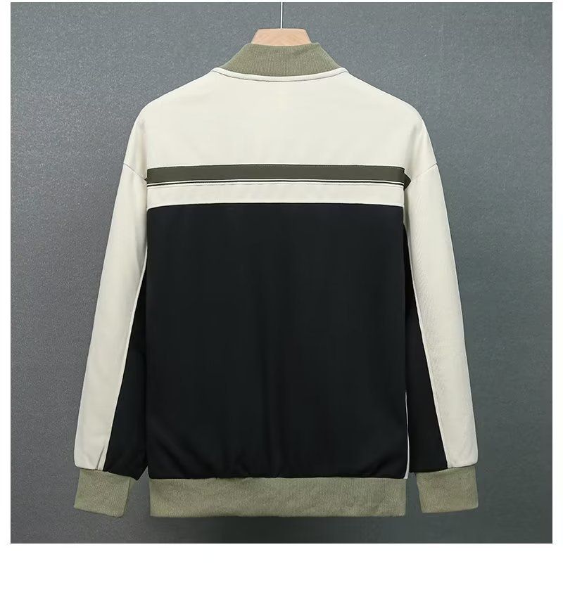"Japanese-Inspired Men's Contrast Trim Zip-Up Jacket – Oversized Fit, Black/Grey/Apricot (M-3XL)"_voghion.com