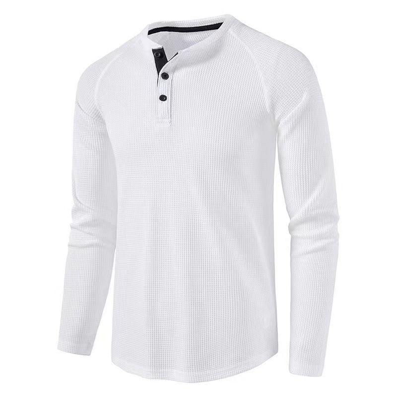 Unbeatable Quality Autumn And Winter New T-shirt Men's Solid Color Long Sleeved Base Henry Shirt_voghion.com