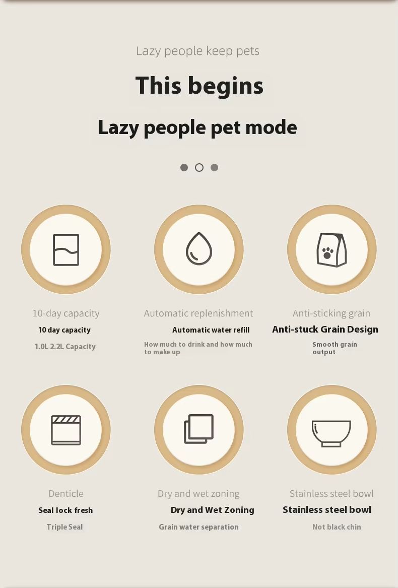 Gamelle automatique 2 en 1 pour animaux de compagnie : gamelle intégrée en plastique pour chat avec distributeur d’eau et gamelle pour nourriture/eau pour chiens et chats_voghion.com