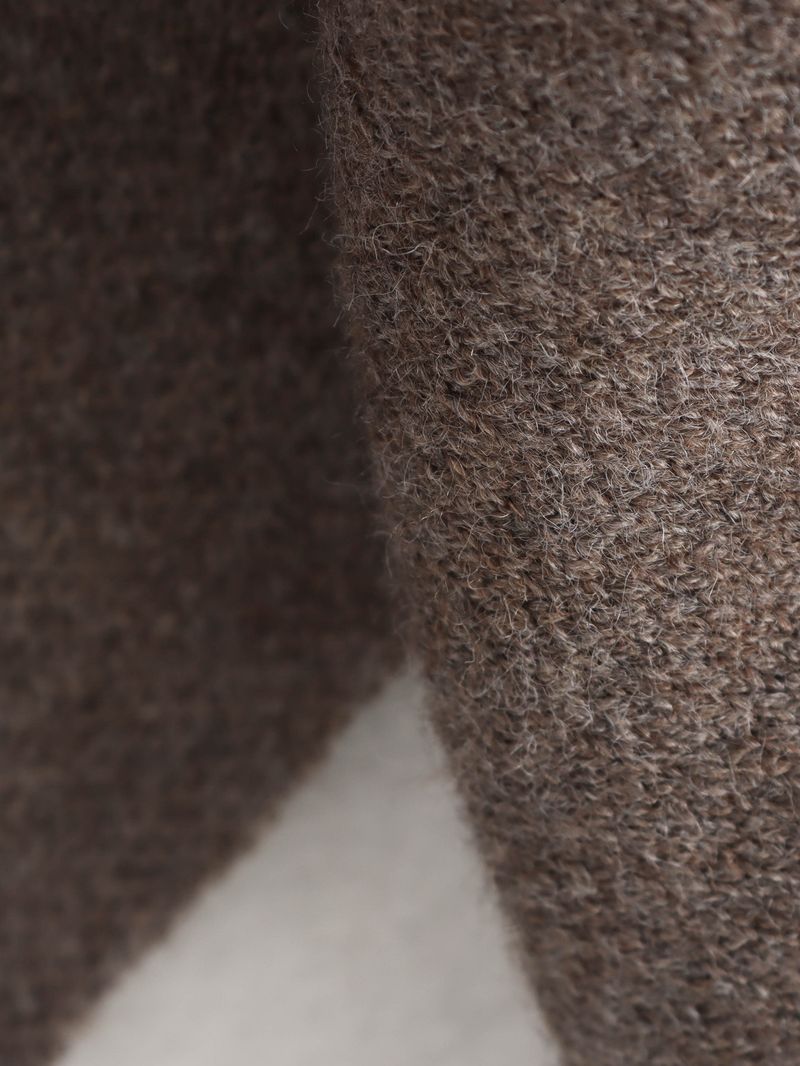 Elegant Asymmetrical Cape Knit Top – Women’s Long-Sleeve Scarf Neck Pullover, Loose Fit Boho Chic (Grey/Brown)_voghion.com