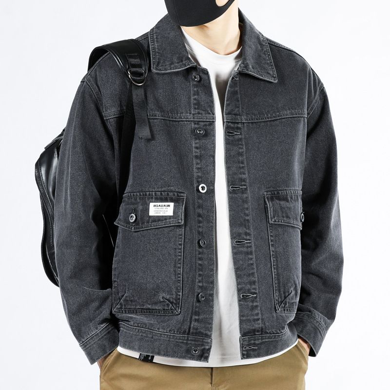 Cowboy Forår Og Efterår Ny Stil Trendy Bred Løs Gul Arbejdsjakke Ungdom Herre Casual Top Lapel Trend_voghion.com