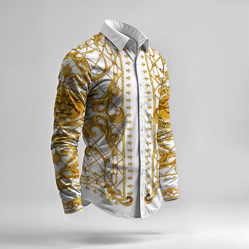 2025 Spring Summer Men Shirt Set Brand Print Fashion Printing Two Piece Set Mens Light Luxury Lightweight Party Long Sleeves_voghion.com