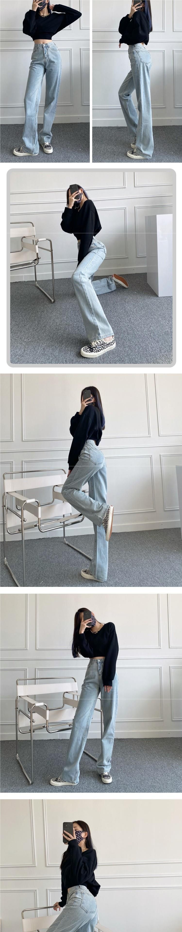 Jeans a zampa extra lunghi per donne alte - Pantaloni a gamba larga a vita alta con elastico, pantaloni in denim taglie forti_voghion.com