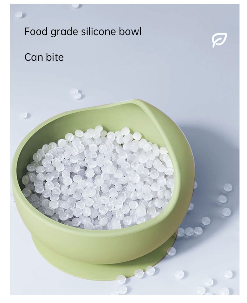 Conjunto de tigelas de alimentação para bebês de silicone de grau alimentício, cor sólida, à prova d'água, tigela de alimentação para crianças com colher, conjunto de talheres para crianças_voghion.com