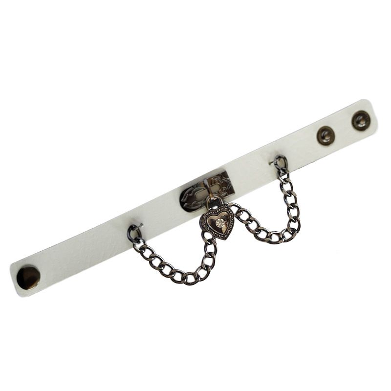 Personalized Punk Style Heart Lock Pendant Chain Adjustable Leather Bracelet Wristband_voghion.com