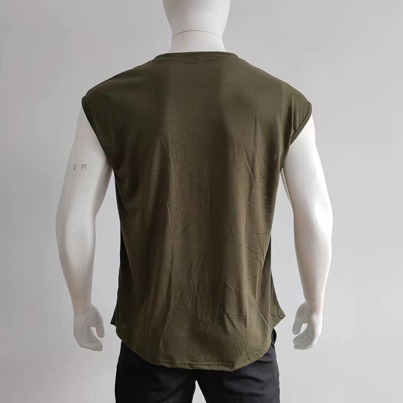 Herren Sommer Ärmelloses T-Shirt Tops Casual Loose Solid Color Dünner Abschnitt Schulter Unterhemden_voghion.com