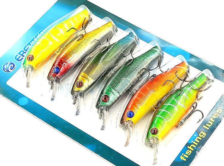 Strumenti da pesca 6 pezzi 8,5 cm 9 g Minnow Lure Set Tre ami Esca di simulazione di pesca Esca di plastica dura_voghion.com