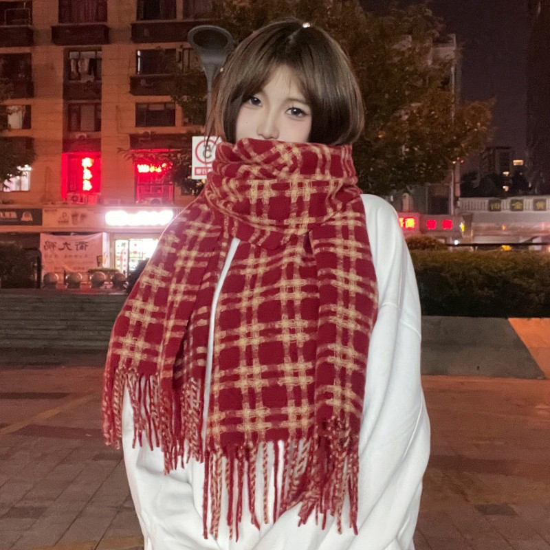 Explosive Designermodelle Temperament Trend Freizeit Damen Plaid Elemente bedruckt warm Herbst und Winter kalt Schal_voghion.com