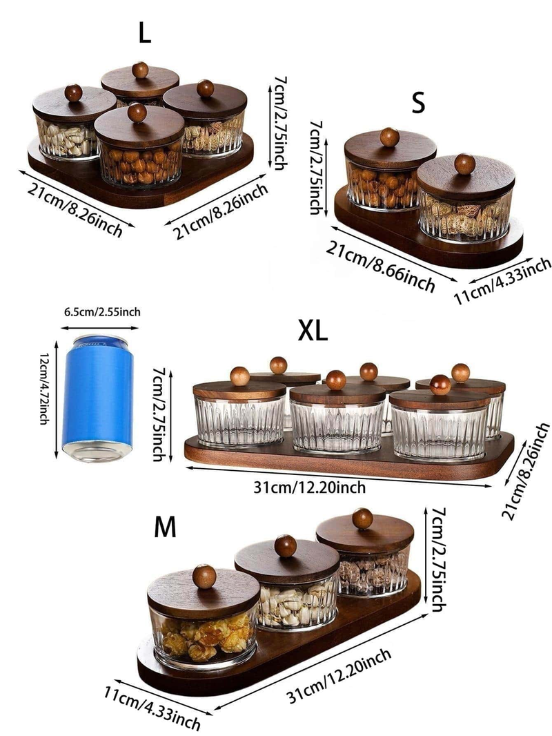 Neuer Obstteller aus Glas, kreativer Wind, japanischer getrockneter Obstteller aus Holz, für den Heimteetisch, Obstteller, 2 Dosen, 3 Dosen, 4 Dosen, 6 Dosen_voghion.com