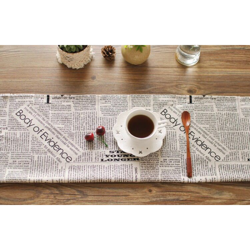 Caffè, giornale americano, tovaglia, posizionamento del cibo, tavolo da tè in cotone e canapa con motivo ad albero, scrivania rettangolare, Instagram inglese retrò_voghion.com
