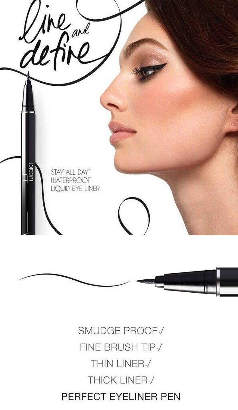Schwarzer Eyeliner, langlebiger, wasserfester, schnelltrocknender flüssiger Eyeliner, Bleistift-Make-up, extrem feiner flüssiger Eyeliner_voghion.com