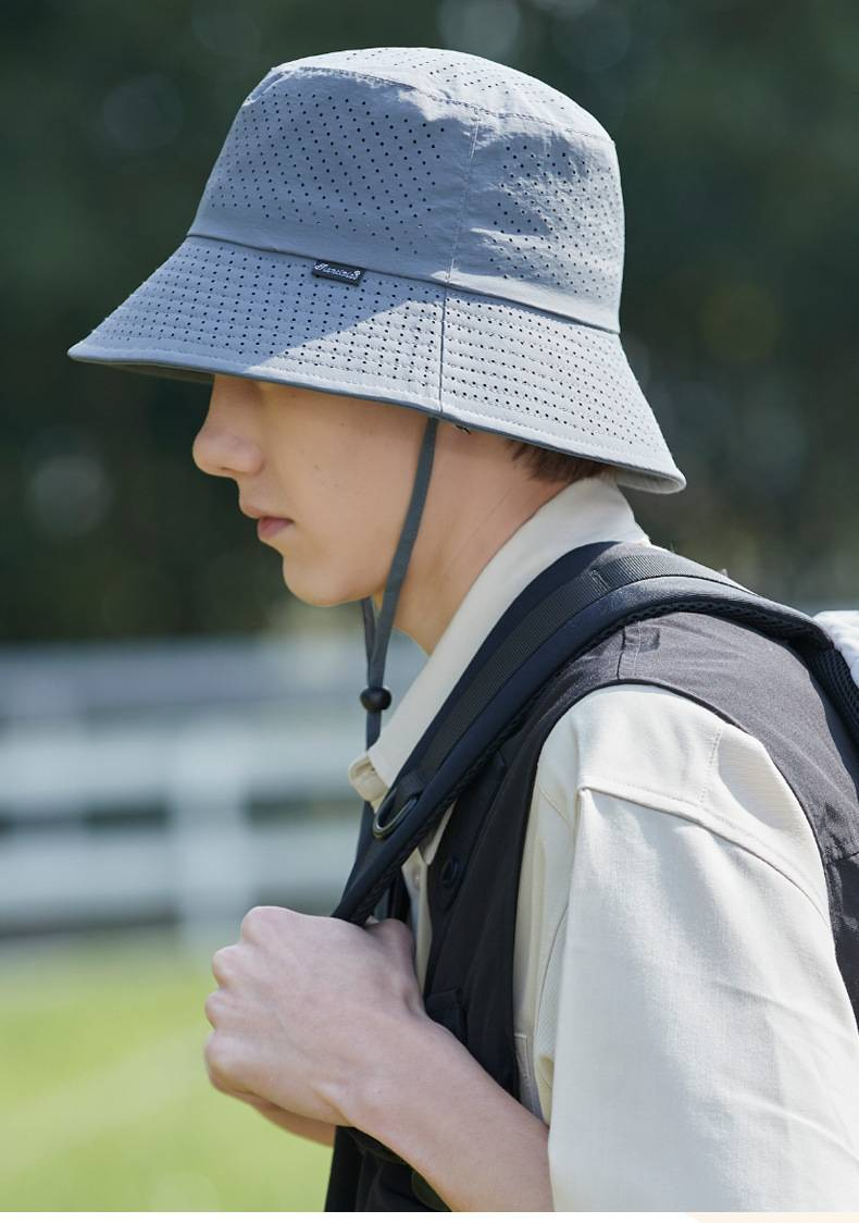 Atmungsaktiver, perforierter Ganzkörper-Fischerhut für Herren, Sonnenschutz- und Sonnenschirmhut für den Sommer, Wander- und Angelhut für den Außenbereich, faltbarer Reisehut_voghion.com