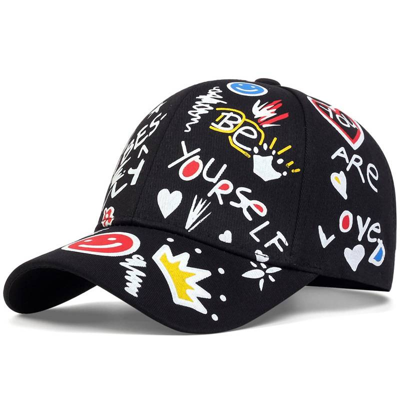 Unisex brevgraffititryck Snapback basebollkepsar vår och höst Justerbara utomhus hattar Casual hattar Solskyddshatt_voghion.com