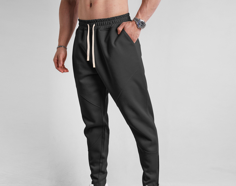 Vêtements pour hommes Pantalons de sport décontractés Slim Fit à revers Pantalons de survêtement d'extérieur épais pour printemps et automne_voghion.com
