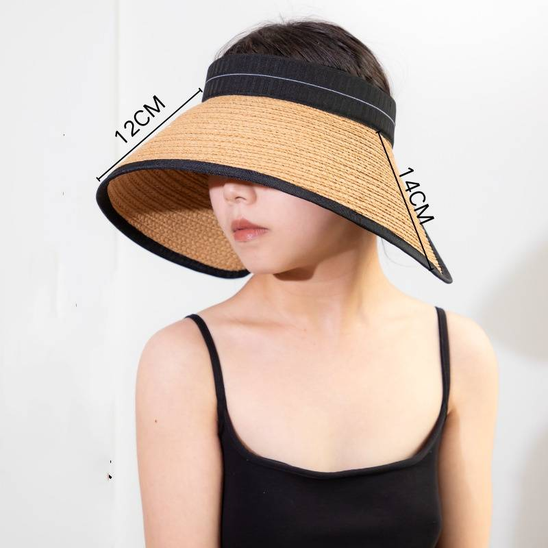 2025 New Summer Raffia Sun Hat Straw Straw Hat Hat Hollow Top Hat Sun Hat UV Protection Oversized Hat_voghion.com