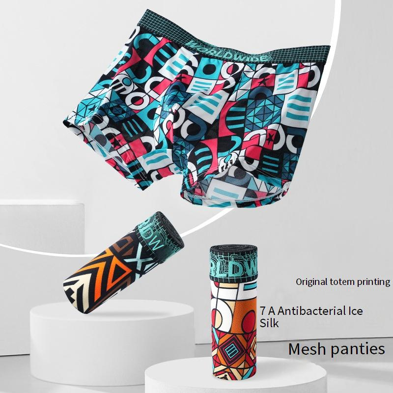 Herrenunterwäsche Element Totem Interessant bedruckte Boxershorts aus Eisseidennetz 7A Antibakterieller Schritt Herrenslip_voghion.com