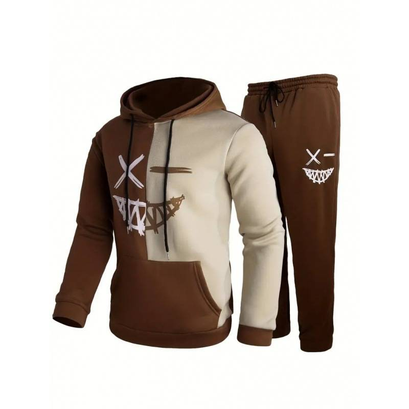 Conjunto de sudadera con capucha para hombre, informal y a la moda, con estampado de pareja_voghion.com