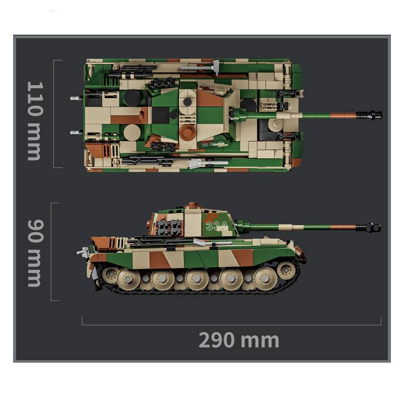 King Tiger Tank WWII Heavy Panzer VI Building Blocks Model Kit Military Classical Model For Adults_voghion.com
