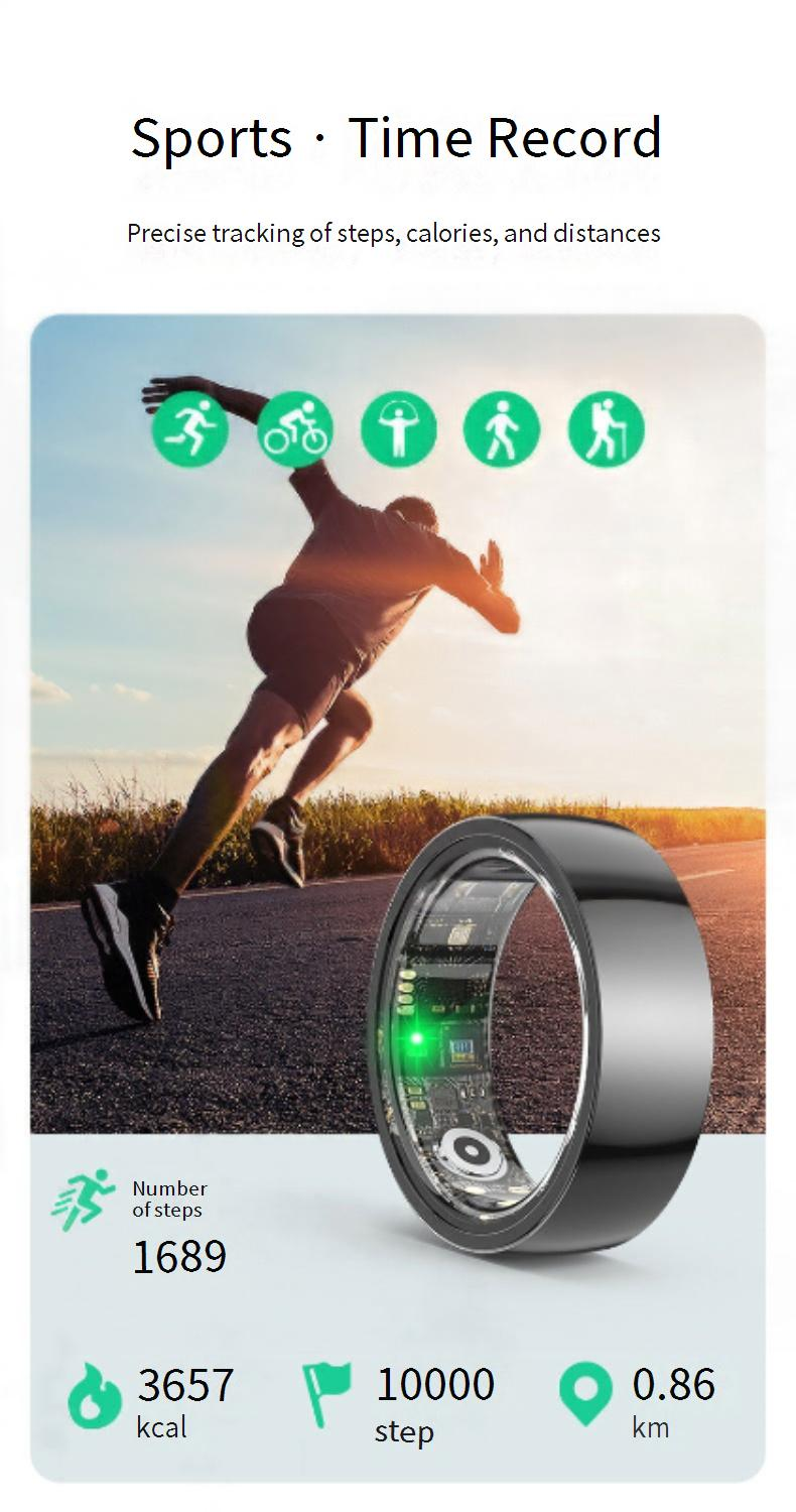 Anillos Nuevo anillo inteligente que monitoriza el sueño, los pasos, la frecuencia cardíaca y el oxígeno en sangre. Anillo de atención remota._voghion.com