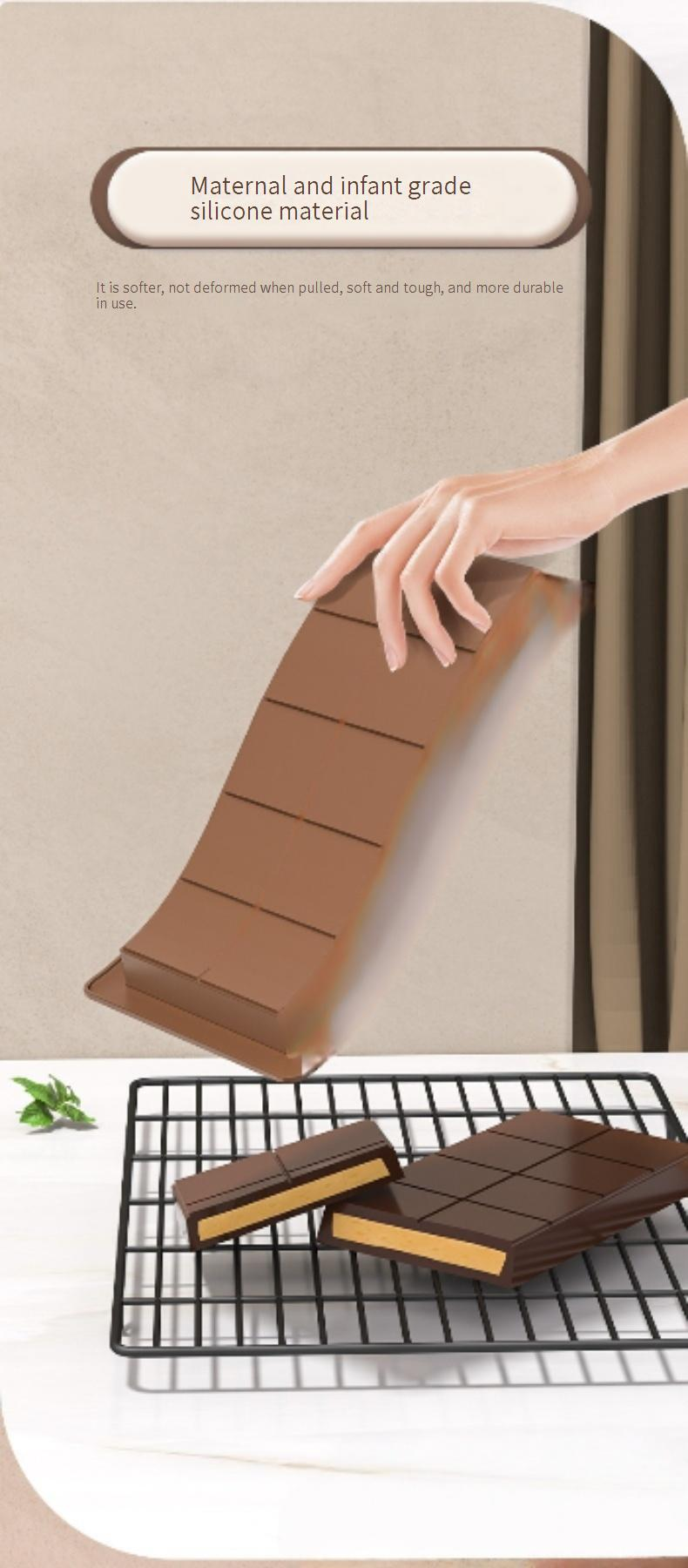 6-Cavity Rectangle Chocolate Mold - Food Grade Silicone Baking Tray For DIY Desserts_voghion.com