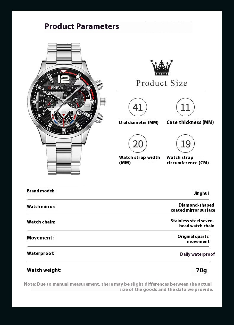 Men's Sports Quartz Watch - Stainless Steel Band, Luminous Hands, Calendar Display, Non-Mechanical Wristwatch For Boys & Men_voghion.com