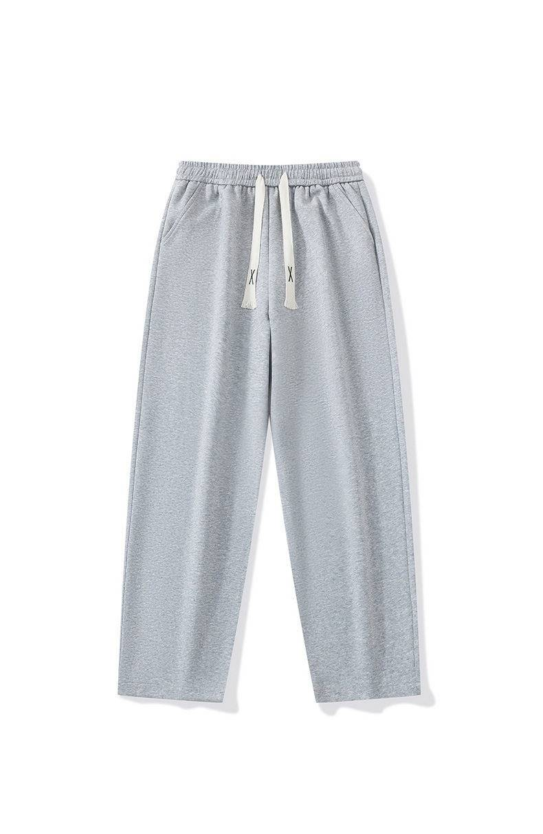 Pantaloni casual da uomo a gamba larga con coulisse in vita - Comodi pantaloni a gamba dritta in tinta unita per l'uso quotidiano_voghion.com