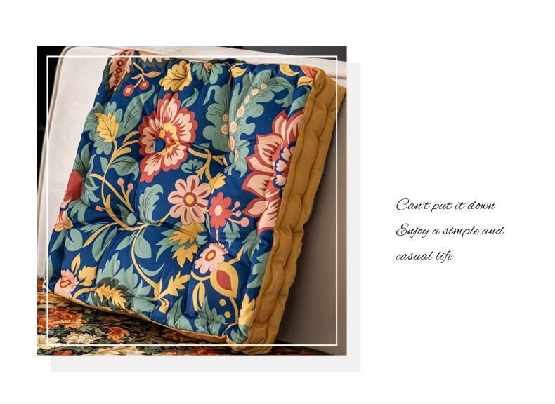 Portable Seat Cushion With Handle – Floral Design Thick Comfort Pillow For Chair, Sofa & Floor (Washable Polyester, Non-Slip, Office & Home Decor)_voghion.com