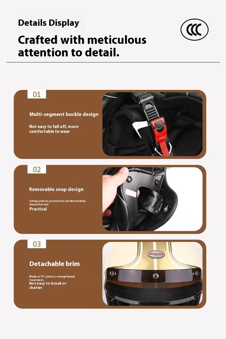 3C Certified Retro Motorcycle Helmet With Bluetooth, ABS Shell, Multiple Colors & Visor Options For Men & Women (M-2XL)_voghion.com