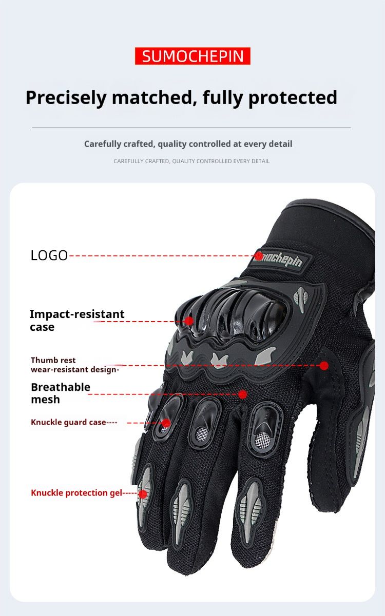 Motorradhandschuhe – Atmungsaktives Nylon, Touchscreen-kompatibel, Rutschfester Griff (Unisex, M/L/XL/XXL, Weiß/Rot/Grün/Grau)_voghion.com