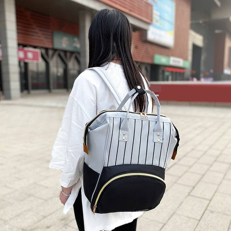 Umstandstasche, multifunktionale Mamatasche, große Kapazität, neuer modischer Rucksack, gestreifte Mutter- und Babytasche, tragbar_voghion.com