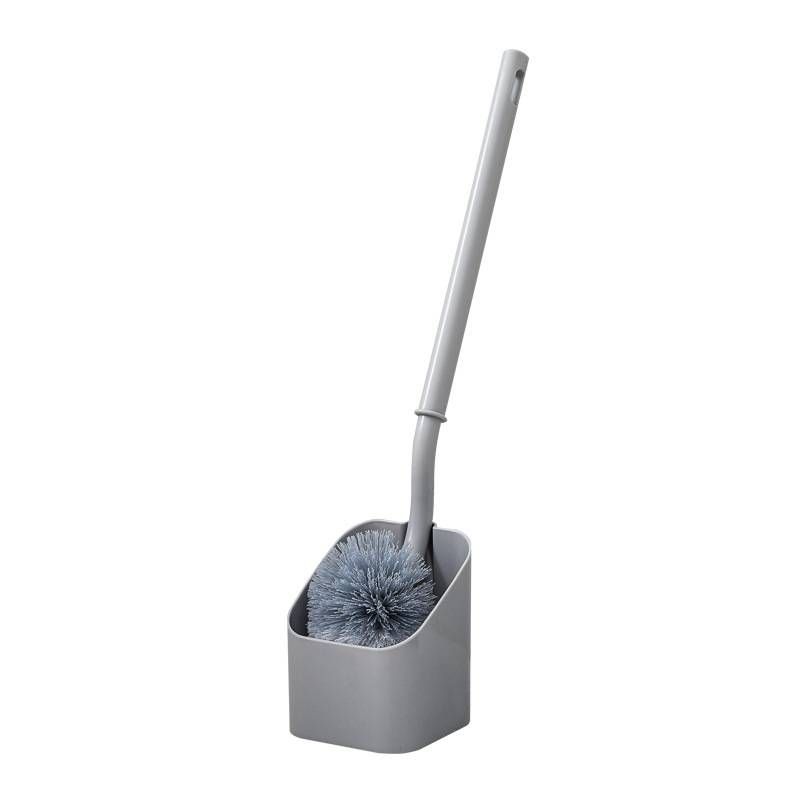 Scopino per WC con manico lungo – Design a S per una pulizia profonda, setole in plastica resistenti (grigio, confezione singola)_voghion.com