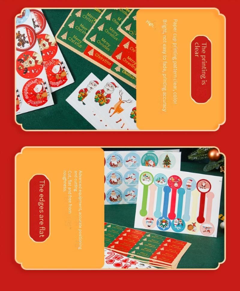 Festive Christmas Sticker Labels For Baking Packaging - Santa Claus & Reindeer Themed Round Seal Stickers_voghion.com