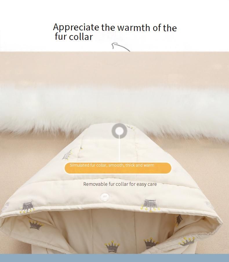 Baby Winter Down Jacket Set With Wings – Warm Hooded Thickened Snowsuit For Toddlers (80-100cm, Pink/Beige/Light Green)_voghion.com