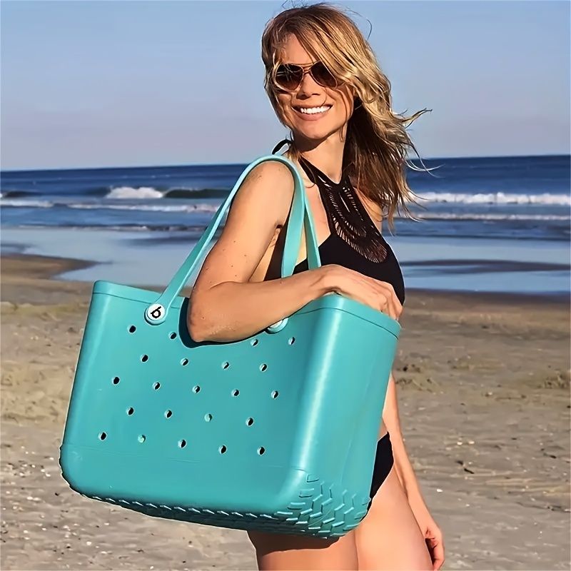 Brighten Up Your Beach Day with this Colorful EVA Hollow Out Beach Storage Handbag!_voghion.com